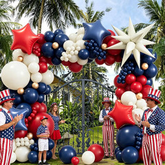 Patriotic Balloon Arch Kit – Navy Blue, White, Gold, and Red for Celebrations
