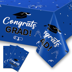 Graduation Party Decorations, 3 Pack Graduation Tablecloth 54″X108″, Decor Blue