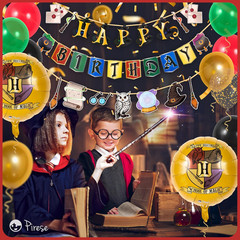 Wizard Birthday Decorations, Magical Happy Birthday Banner with Balloons, Pre-St