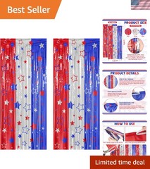 Customizable 2-Pack Foil Curtain Streamer Backdrops for Patriotic Celebrations