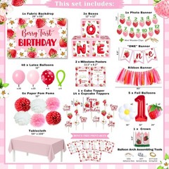 Berry First Birthday Decorations Set – Strawberry 1st Birthday Decorations Gi…