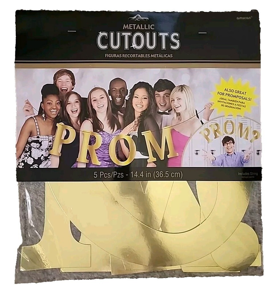 Prom Metallic Gold Cutout Sign Promposals Party Photo 5pc Large 14.4″ Letters