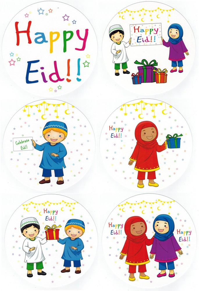 Children Celebrate Eid Design Sign Islamic Holiday Decoration-18 Circular Flats