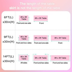 6ft Pink Tutu Tulle Table Skirt for Rectangle Round Tables Chiffon Table Clot…