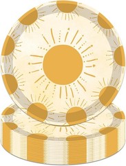 30PCS Boho Sun Plates First Trip Around the Sun Birthday Decorations 9 Inch