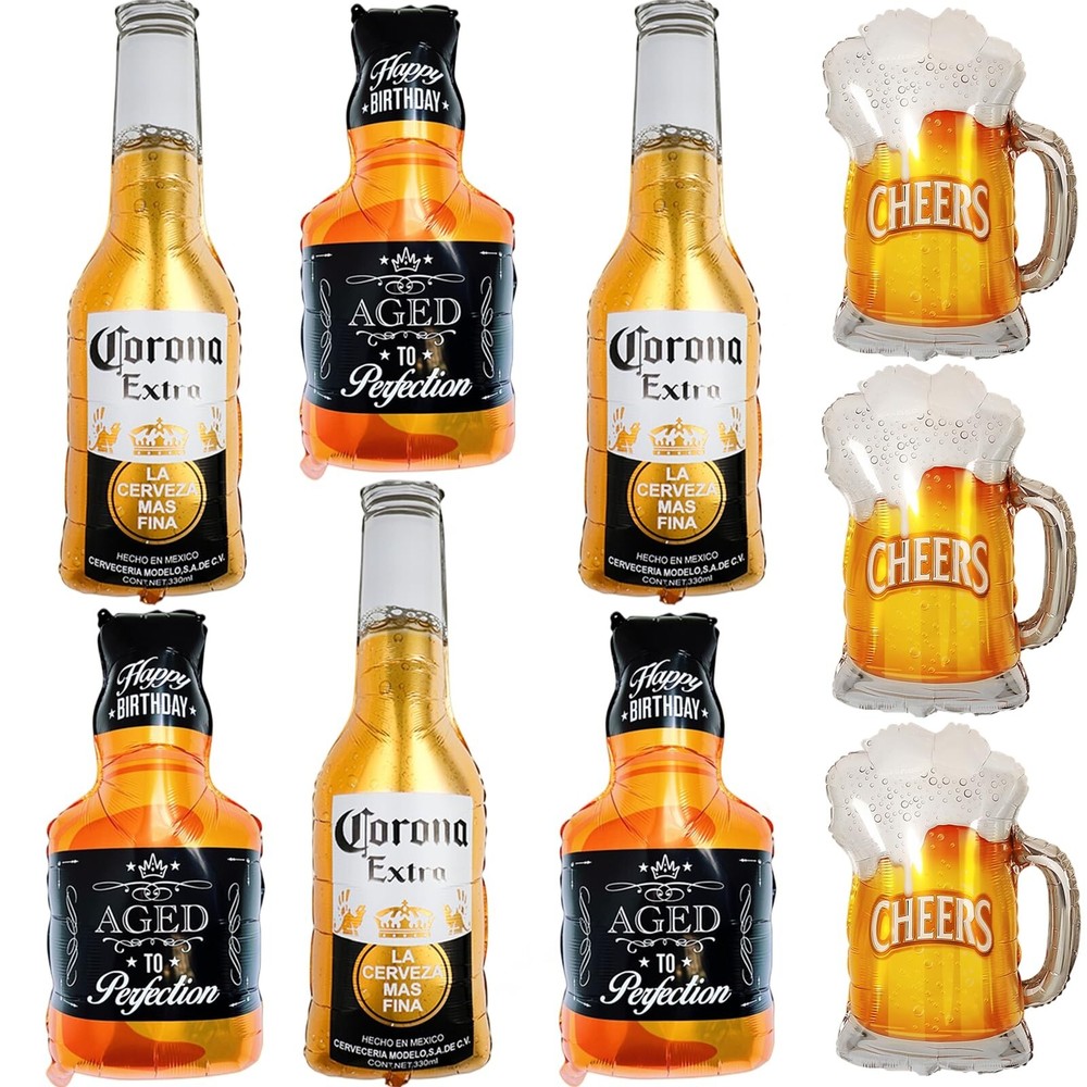 9pcs Corona Whisky Beer Mug Mylar Helium Balloons, Men Women Boys Girls Beer …