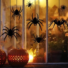 Halloween Window Clings Decorations, 7 Large Scary Black Spider