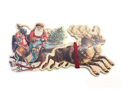 Santa Sleigh Reindeer Garland Victorian Style Festive Bunting Hanging Frieze