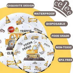 Construction Disposable Birthday Tableware (Plates, Napkins, Forks)