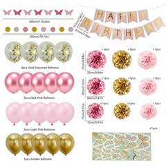 40pcs Pink Gold Birthday Party Decorations,Gifts for Women or Girls, Happy Bi…