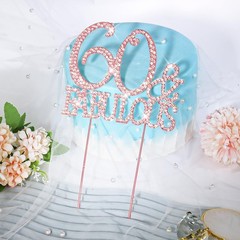 Rose Gold 60th Birthday Cake Topper Metal Rhinestone 60 & Fabulous Decor
