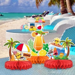 Versatile Beach Themed Party Set: Fun Honeycomb Centerpieces for All Occasions