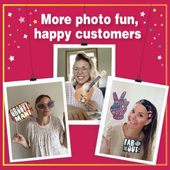 60S Photo Booth Props – 41-Pc Photo Booth Kit with 8 X 10-Inch Sign, 60 Adhesive
