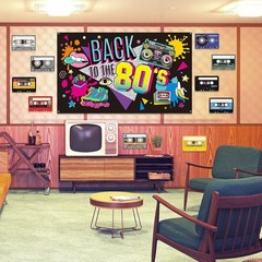 Retro Back to the 80’s Polyester Backdrop – Perfect for Parties, 73 x 43 Inch