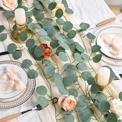 DearHouse 86 Feet 12 Strands Artificial 12pcs Eucalyptus Vine, Light Green