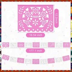 4 Pack 59 ft Mexican Papel Picado Banner Plastic Mexican Talavera Party Fiest…