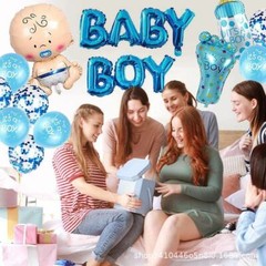 Globos De Papel Aluminio y Latex It’s a Boy Azul Decoracion Para Baby Shower Set