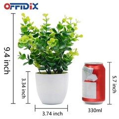 OFFIDIX Mini Artificial Eucalyptus Plants with Vase for Big Size, Green