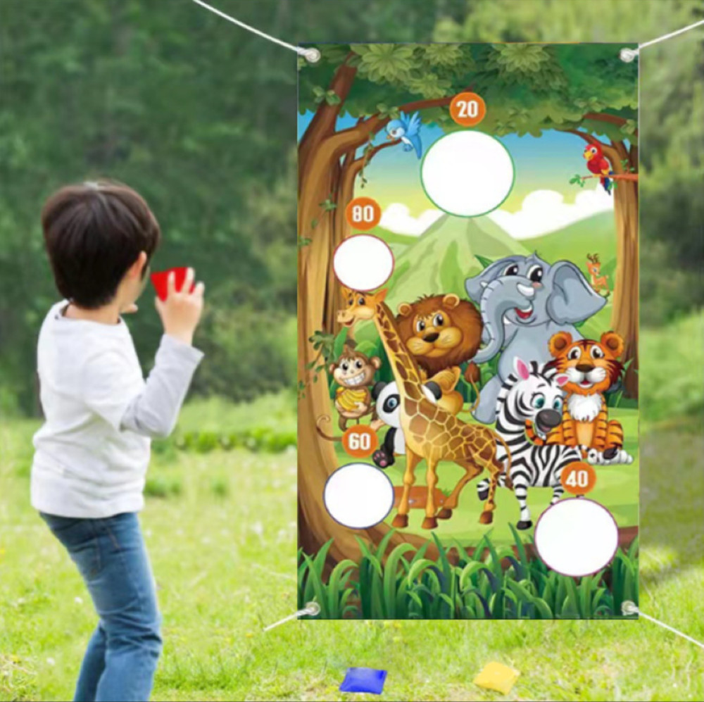 Fun Wild Animal Cornhole Birthday Party Bag Toss Game Forest Animal Sack Toss