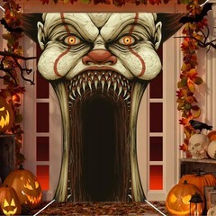 Clown Vampire Banner Backdrop Scary Horror Creepy Theme Multi