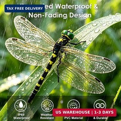 12 Pack 3D Dragonfly Clips, Fake Dragonflies with Stakes, Realistic Plastic Drag