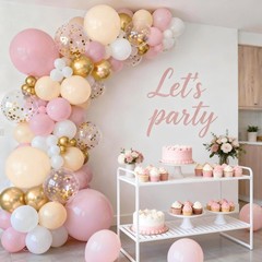 Balloon Arch Kit, 139 Pcs Pink, White, Gold Confetti for Birthday Party Decor