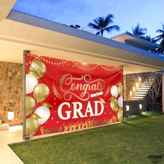 XtraLarge Congrats Grad Banner – 72×44 Inch | Congrats Grad Backdrop for Red and