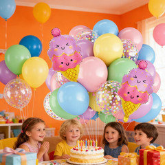 Pastel Balloons -12Inch Macaron Pink Blue Purple Green Yellow Confetti Rainbow L