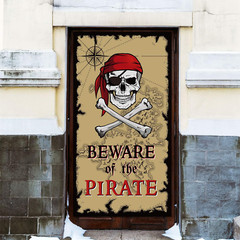 Pirate Door Banner Party Backdrop Halloween Birthday Decoration Photo Booth Prop