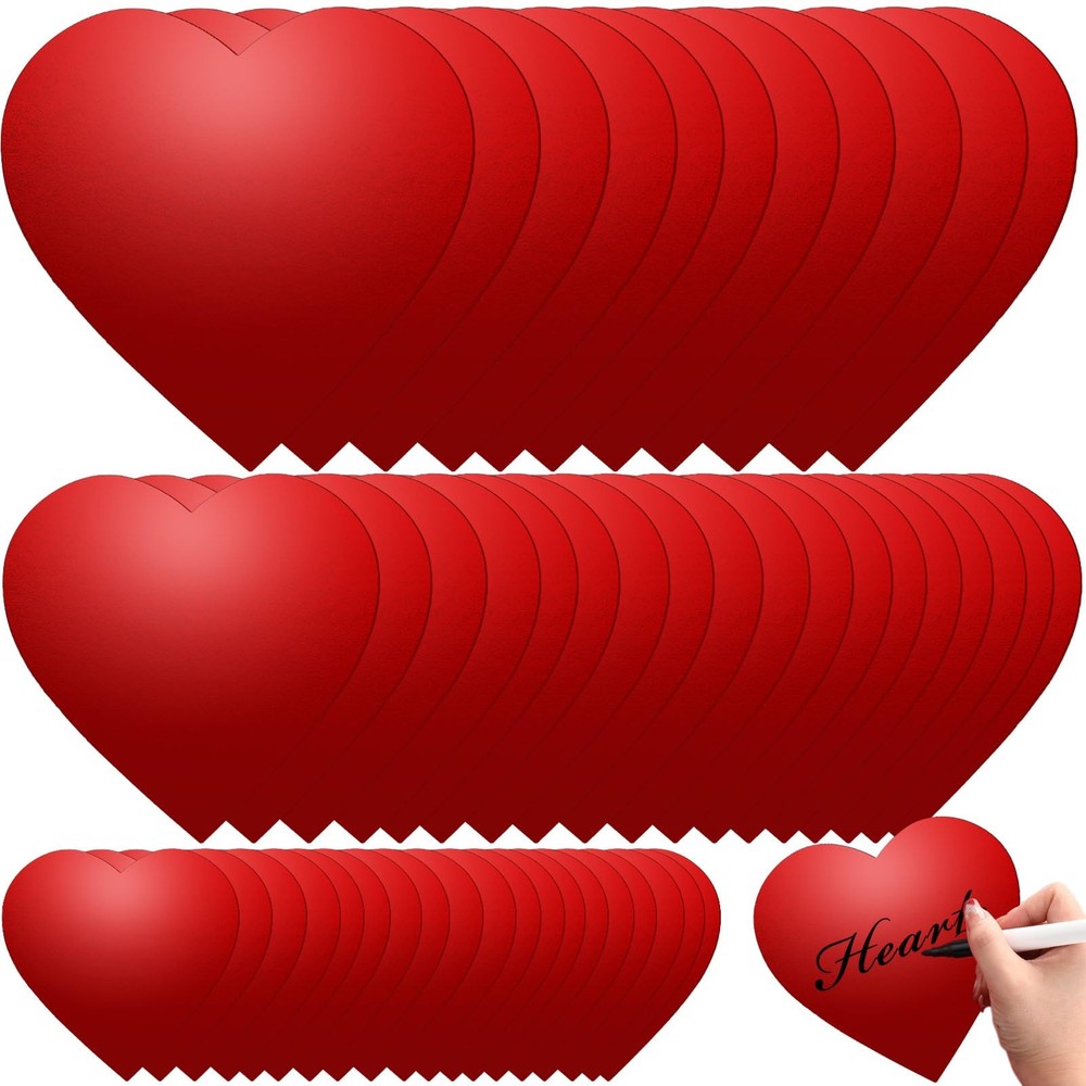 200 PCS Heart Paper Cutouts 3 Sizes 12/8/4 Inch Red Double Sided Valentine