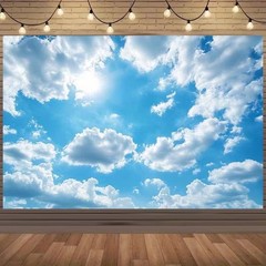 Blue Sky White Clouds Backdrop Photo Background Birthday Baby Shower Party Decor