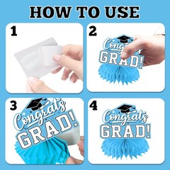Sky Blue Graduation Honeycomb Centerpieces, 12 Pcs Table Decorations 2026