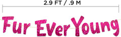 Furever Young Pink Glitter Banner Dog & Cat Birthday Decorations Funny Puppy and