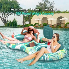 Sunikko X 5-in-1 Pool Float 2 Person Heavy Duty River Tube Cooler Cup Holder