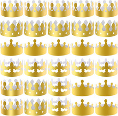 SIQUK 28 Pieces Paper Crowns Golden Party King Crown Paper Birthday Crown Hats G