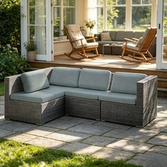 3 Seater Stretch Sofa Cover Waterproof for Outdoor Patio Furniture Light Gray