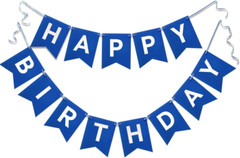 Navy Blue Happy Birthday Banner Nautical Theme Party Decor 13 Pc Hanging Garland