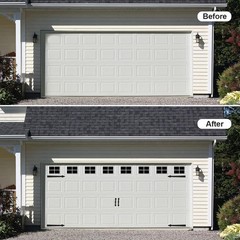 Magnetic Garage Door Decoration Kit Include Faux Windows Hinges and HandlesBlack