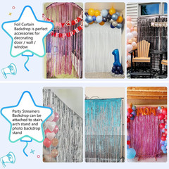 2 Pack Hot Pink Backdrop Party Decorations Tinsel Foil Fringe Curtain Backdrop S