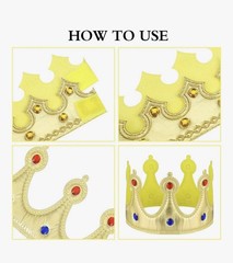 6PCS Kids Royal Crown Set Gold King Queen Prince Princess Party Costume Hat