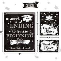Graduation Candy Buffet Signs & Decorations – Black & White Congrats Grad Banner