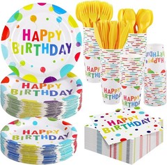 Rainbow Dot Disposable Tableware Collection