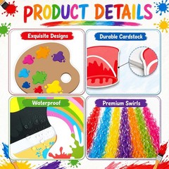 Rainbow Paint Splatter Kids Party Banner Set Hanging Swirl Decorations