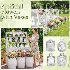 36 Pcs Artificial Flowers Table Centerpiece with Vases Colorful Wildflower Ce…