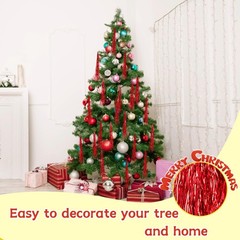 Red Metallic Christmas Tinsel Icicles Foil Fringe Tree Decor 3000 Strands