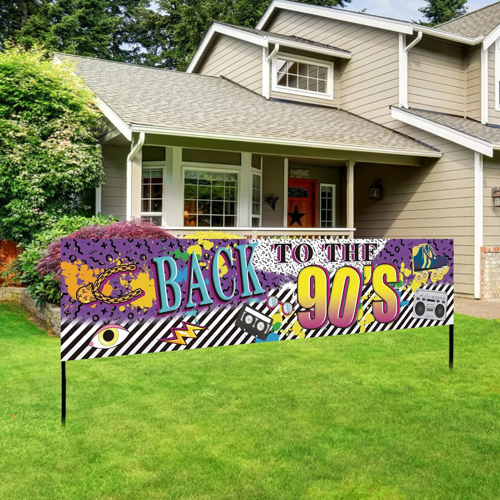 Back to The 90s Theme Party Banner Sign Decorations, Retro 90’s Hip Hop Graffiti