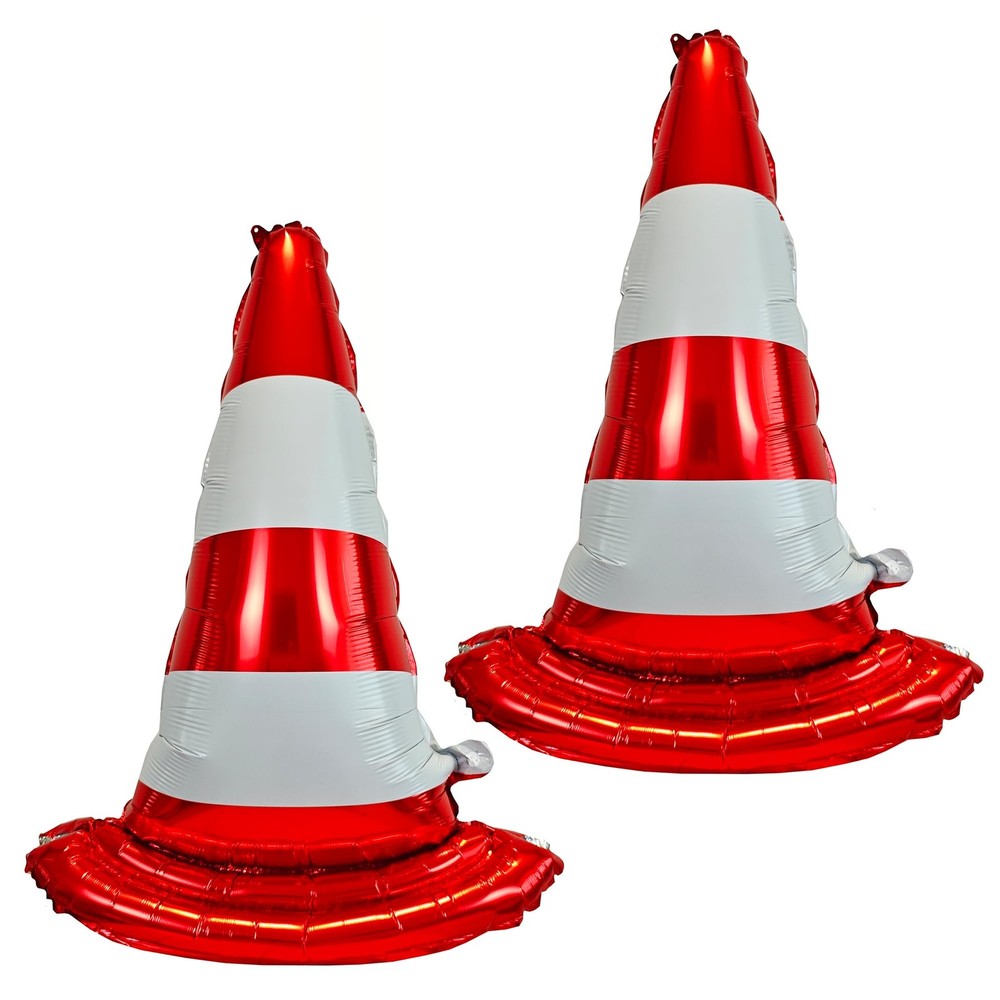 2PCS Self standing Racing Traffic Cones Foil Balloon car balloons for birthda…