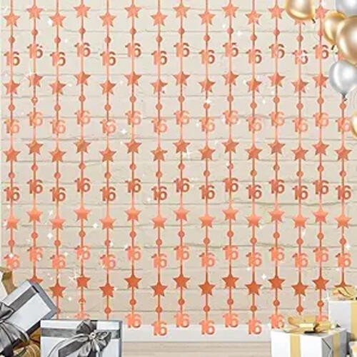 WenmthG 2 Pack Rose Gold 16th Birthday Party Decorations 3.3×6.6ft