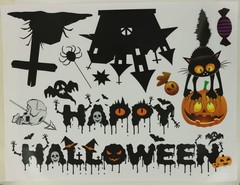 SKELETONS, WITCHES, WEREWOLF, ZOMBIES – HALLOWEEN WALL & WINDOW DECOR – 35×27 CM