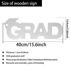 White Large Grad Senior 2026 Graduation Sign Photo Booth Props Centerpieces